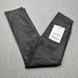 Frame Denim Jeans Le Sylvie Slender Straight Womens 24 Black Pattern NEW